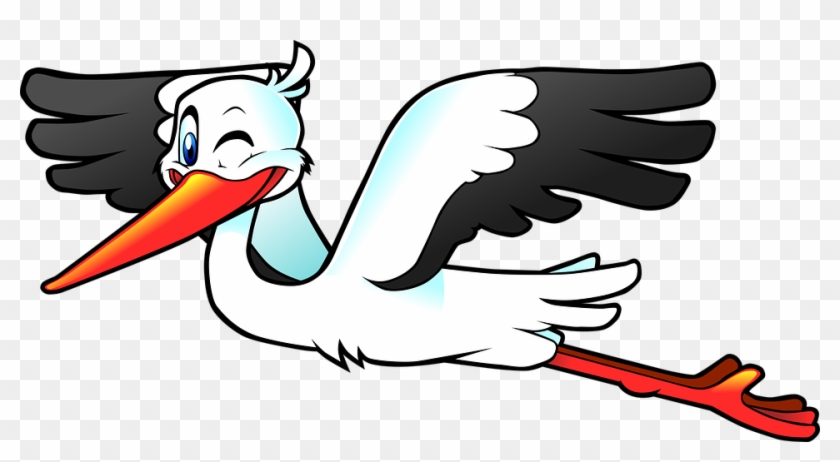 Flying Bird Cartoon - Flying Stork Clipart #341091