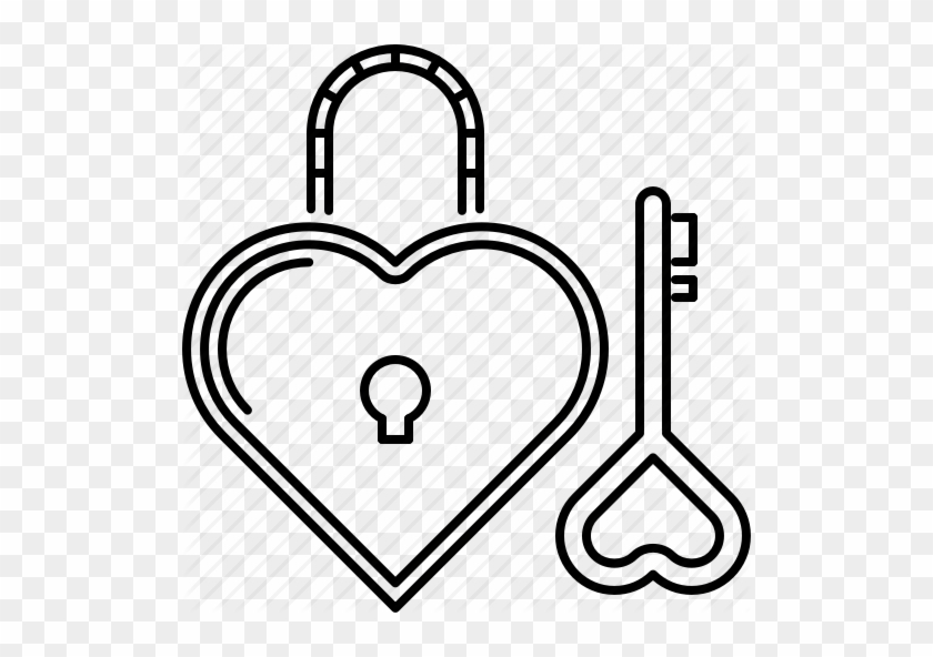 Day, Heart, Key, Lock, Love, Relationship, Valentine - Lock Heart Outline Png #341121