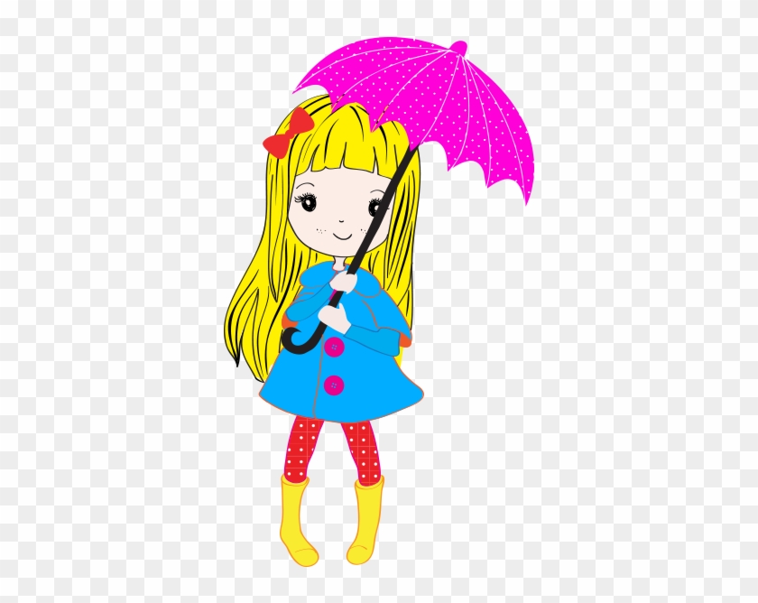 Clipart Şemsiyeli Sarışın Kız - Girl #341159