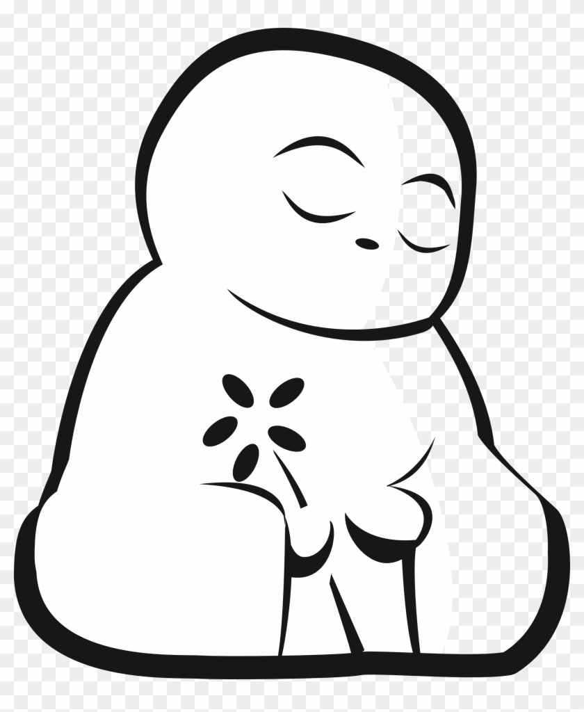 Buddha Clipart Clipart - Black And White Buddha Head #341177