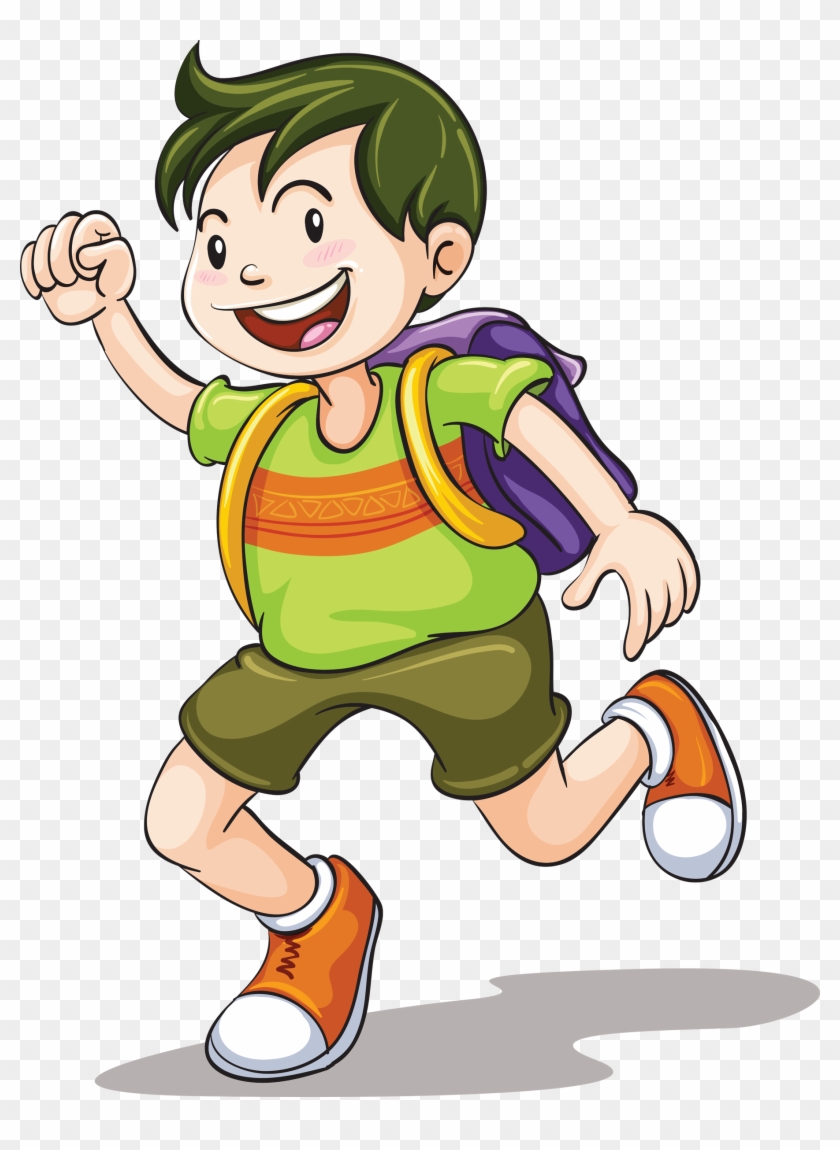 Drawing Clip Art - Boy With School Bag Clipart #341331