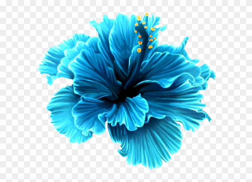 Moonlight Garden - Blue Tropical Flowers Clipart #341396
