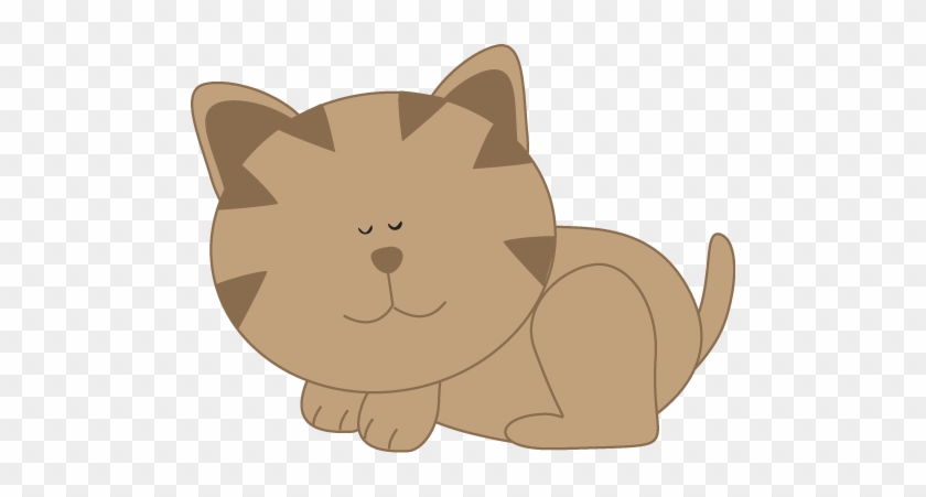 Sleeping Kitty Cat - Brown Cat Clip Art #341452