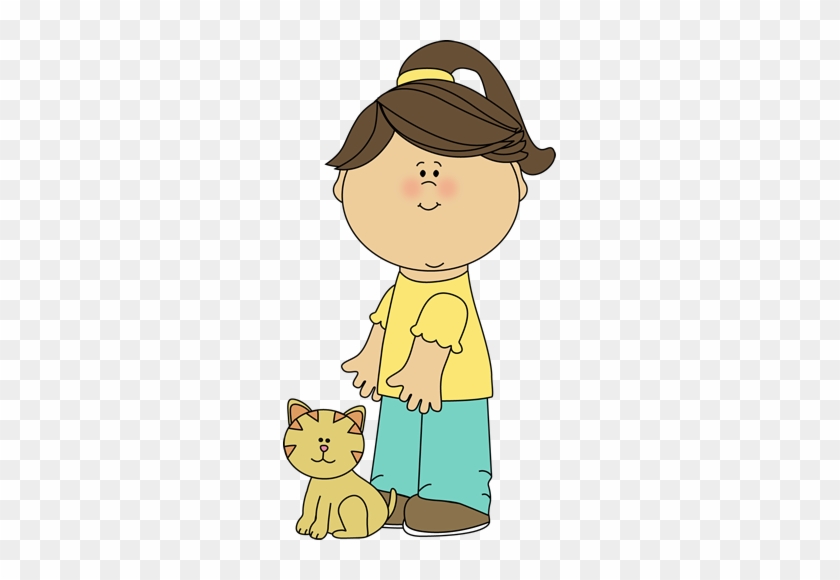 Girl With Cat With Cat - Happy Girl Face Clipart #341458