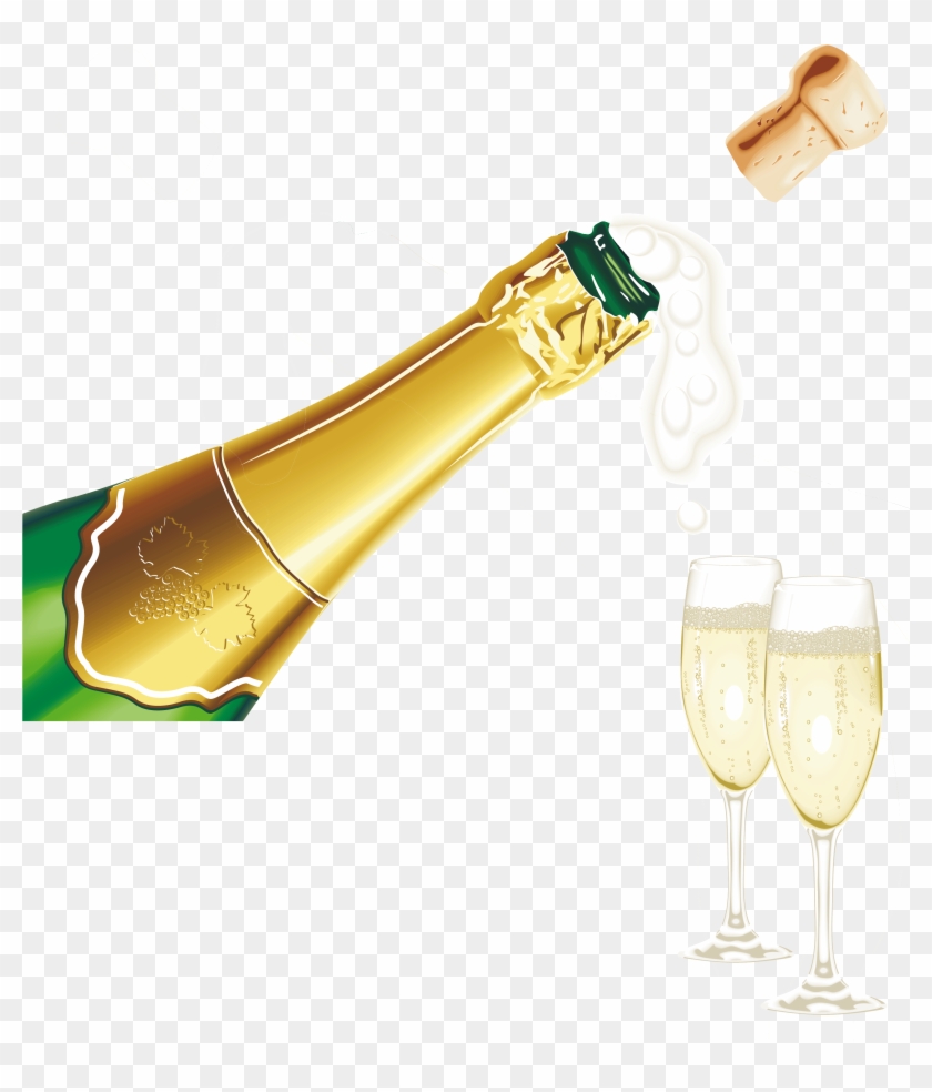 Birthday New Year Clip Art - Champagne Clipart Transparent Background #341529