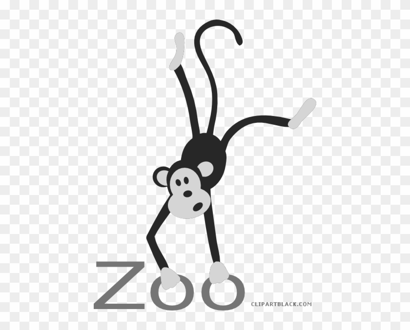 Zoo Animals Animal Free Black White Clipart Images - Monkey Hanging Clipart #341558