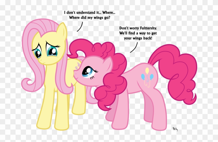 Wingless Fluttershy With Pinkie Pie By Icythewhite - Cartoon #341618