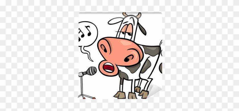 Singing Cow Cartoon Illustration Wall Mural • Pixers® - Cartoon Cow #342002