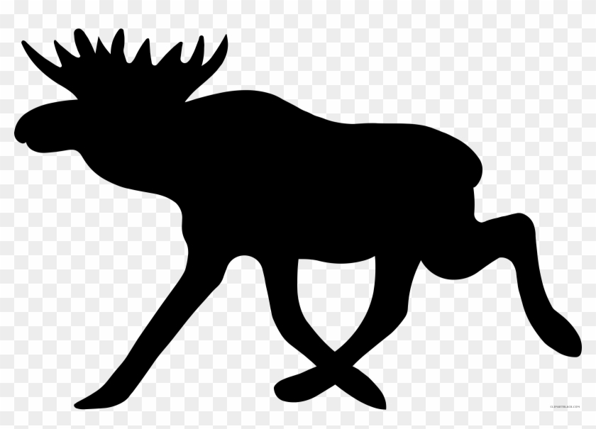 Moose Silhouette Animal Free Black White Clipart Images - Swedish Moose Road Sign #342083