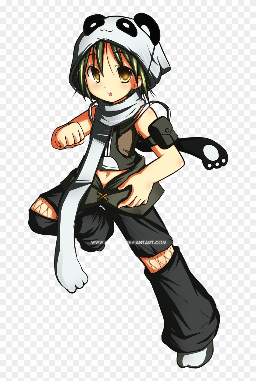 anime girl with panda hoodie