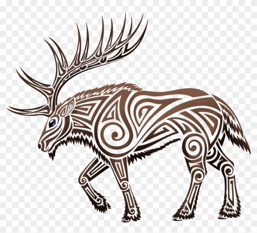 Tribal Elk By Trahana - Celtic Moose - Free Transparent PNG Clipart Images Download
