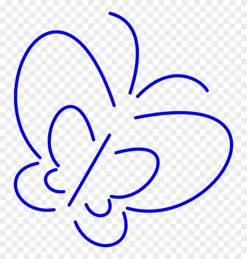 Butterfly Clipart Simple Butterfly - Outline Of Butterfly Blue #342446