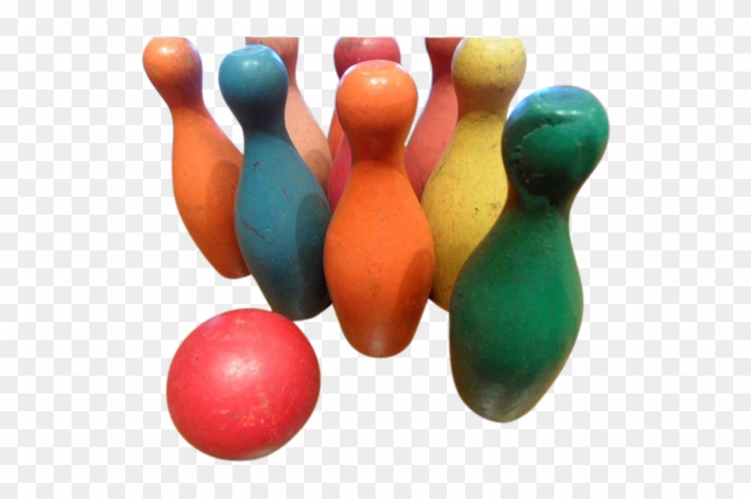 1950's Old Toy Wooden Bowling Pin Set - Ten-pin Bowling #342598