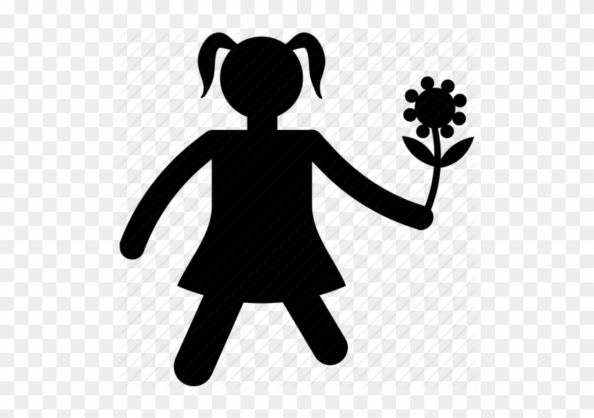 Baby Girl, Girl Holding Flower, Girl With Flower, Greeting - Girl Icon Transparent Background #342699
