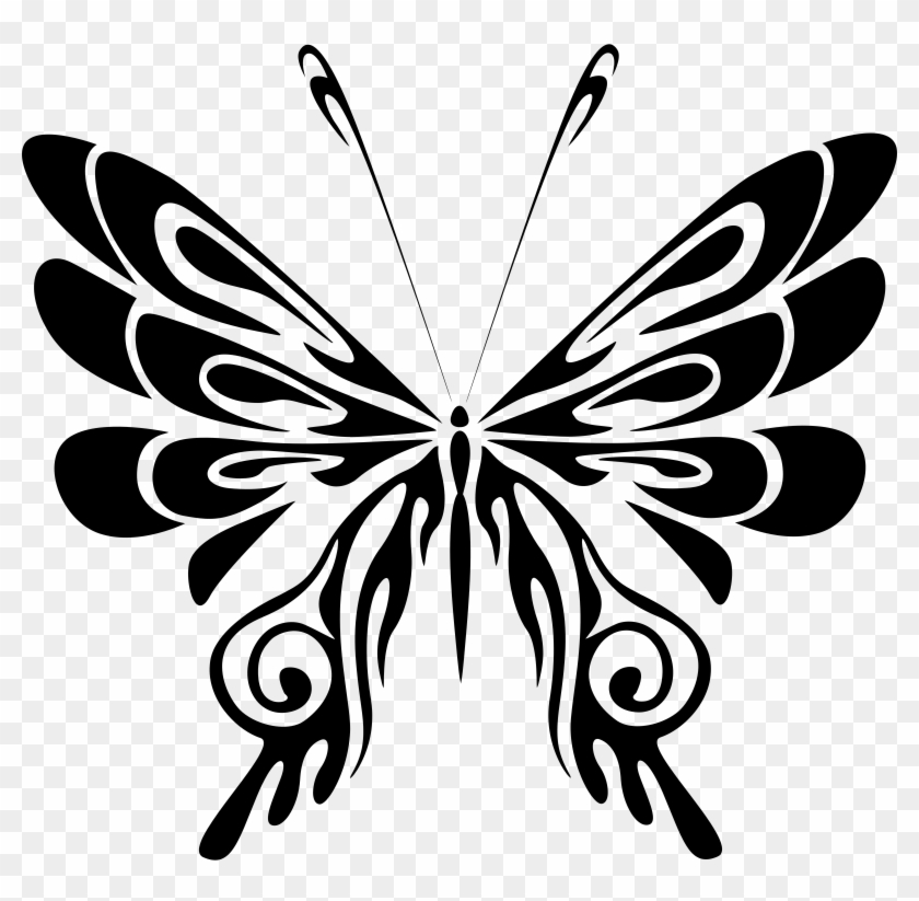 Butterfly Clipart Png Black And White Image Gallery - Leukemia Ribbon Butterfly #342720
