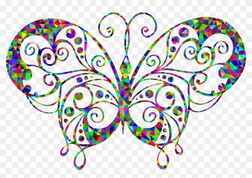 Poly Prismatic Flourish Butterfly Silhouette - Poly Prismatic Flourish Butterfly Silhouette #342885