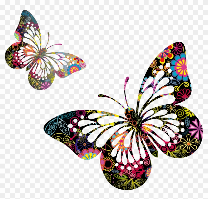 Butterflies, Staging, Silhouettes, Butterfly, Pintura, - Mariposas De Colores Dibujos #342897