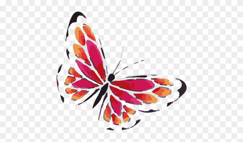 Watercolor Butterfly Clipart - Pink And Orange Butterfly Tattoo #342936