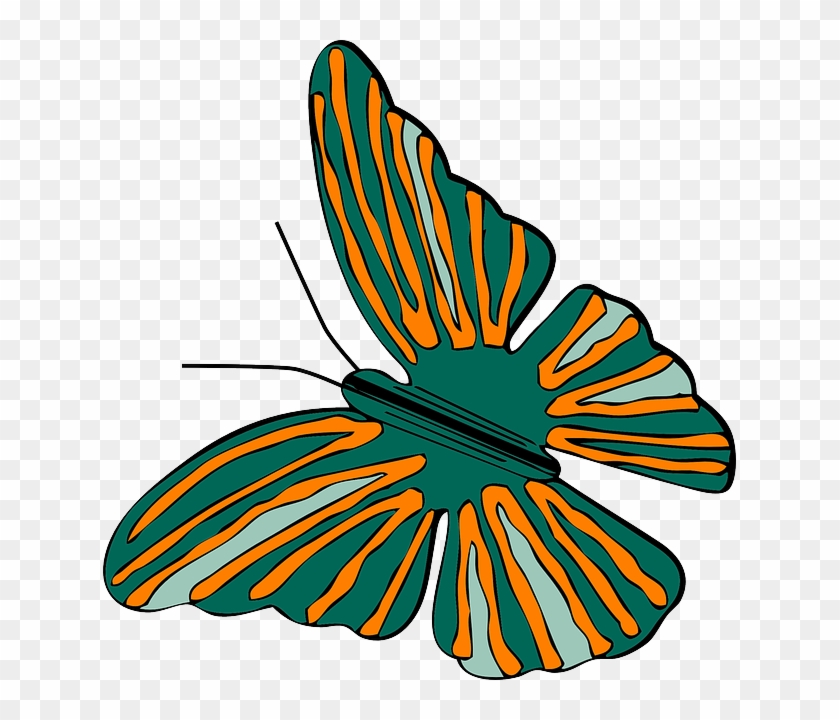 Cartoon, Bugs, Butterfly, Bug, Flying, Animal - Green And Orange Butterfly #342954