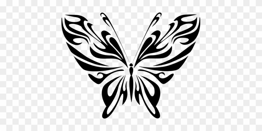 Abstract Animal Black Butterfly Fly Insect - Butterfly Line Art Png #343081