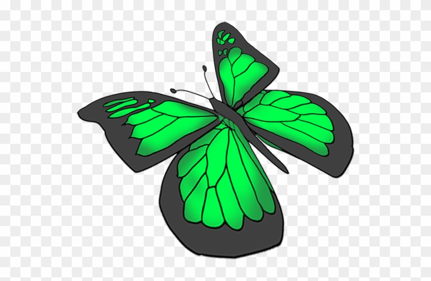 Purple Butterfly Drawing - Transparent Green Butterfly #343173