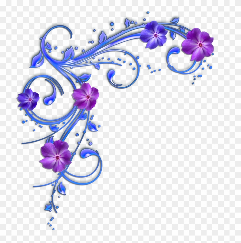 Cards - Purple And Blue Flowers Clipart #343388