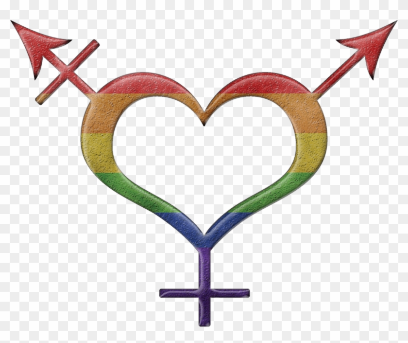 Heart Shaped Gender Neutral Symbol In Rainbow Pride - Pansexaul Sign #343459