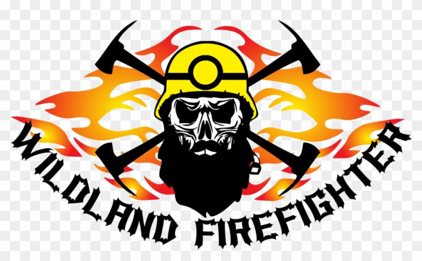 Wildland Firefighter Flames And Skull With Beard Decal - Wildland Firefighter Clip Art #343904