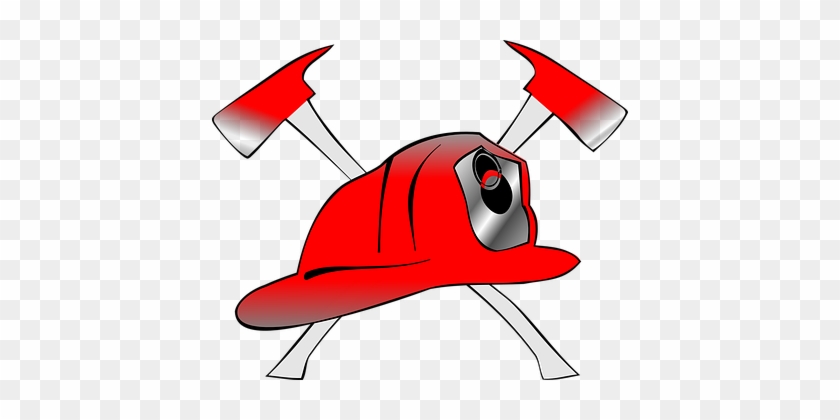Axes Crossed Helmet Hat Fireman Symbol Red - Firefighter Clipart Hat #343990