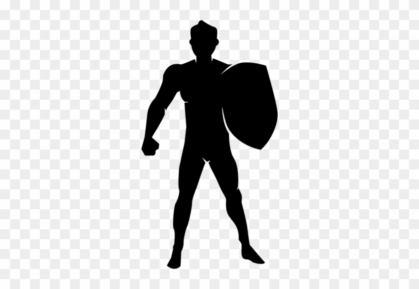 Silhouette Of Man With Shield Vector Clip Art Public - Man With Shield Silhouette #344007