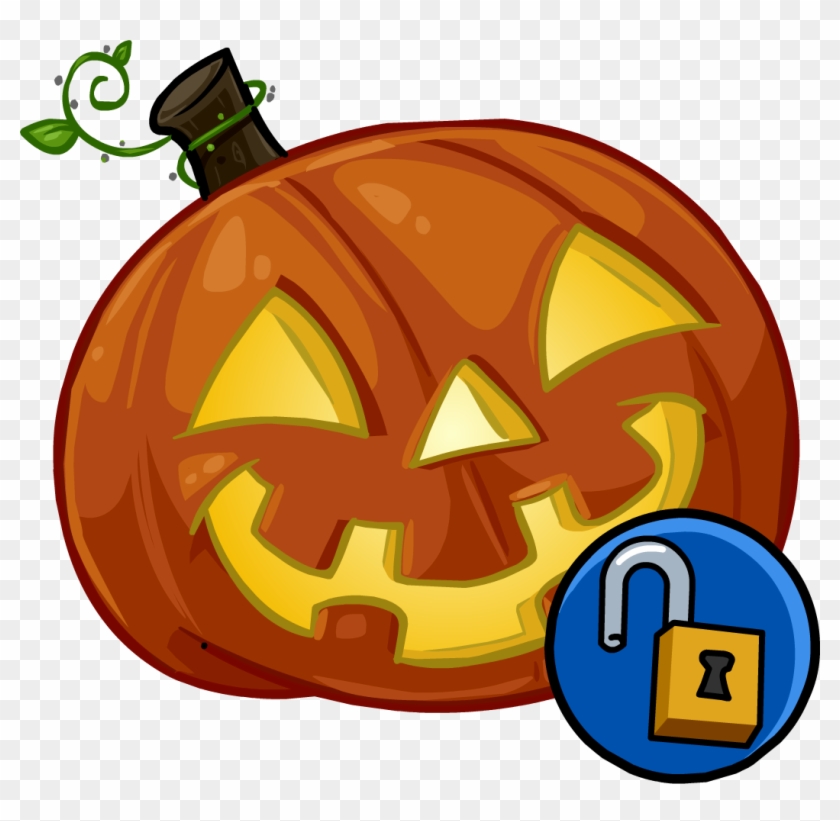 Glowing Pumpkin Head - Club Penguin Pumpkin Head #344603