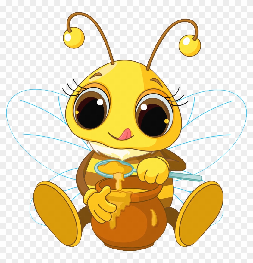 Busy Bee Eat Honey - Cute Honey Bee - Free Transparent PNG Clipart ...