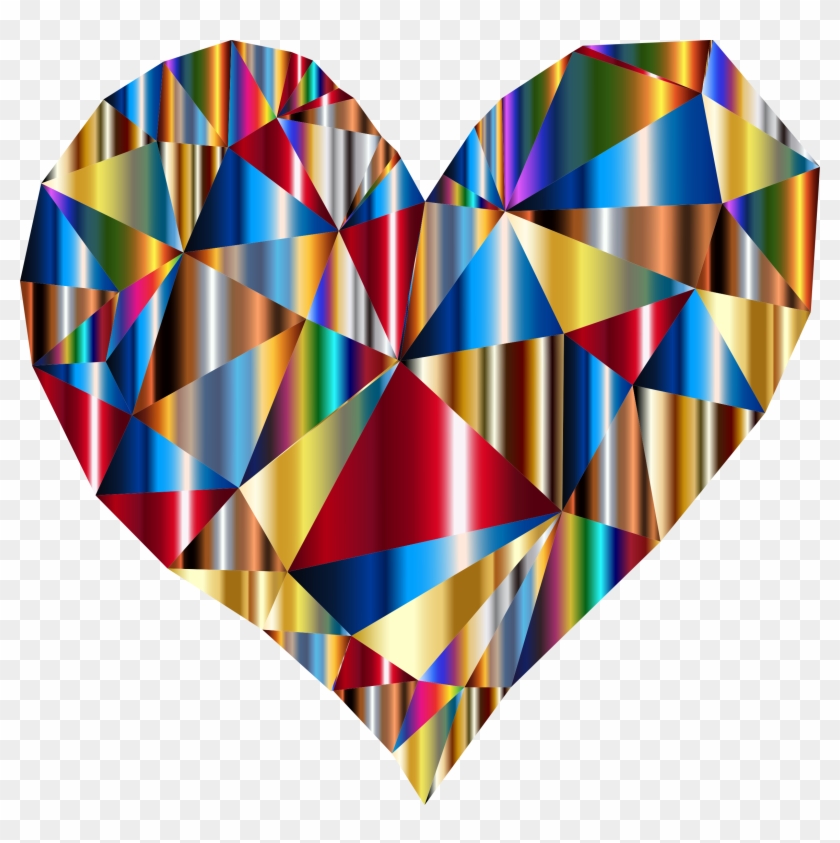 Polychromatic Low Poly Heart - Graphic Design #345569