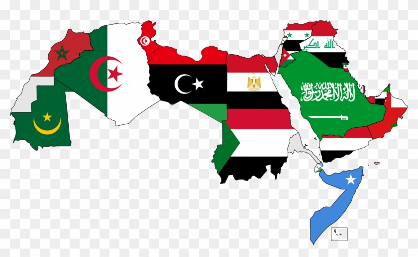 A Map Of The Arab World With Flags - Learn And Memorize Arabic Vocabulary #345662