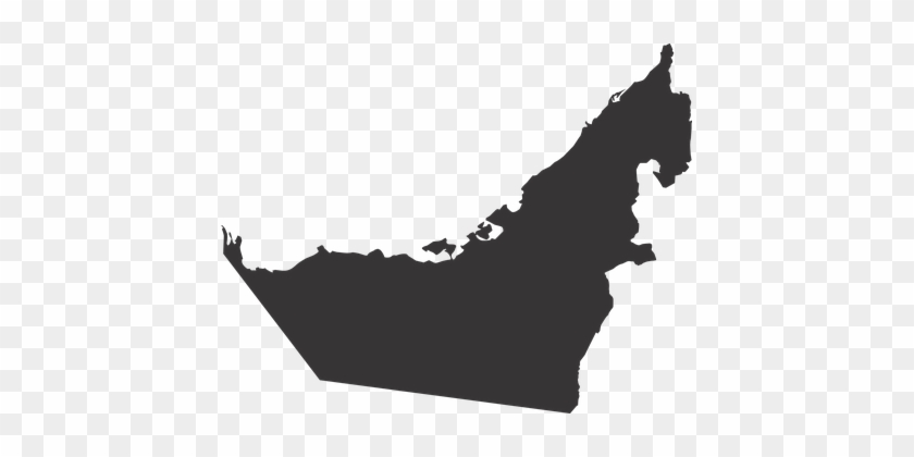 United Arab Emerites Map Silhouette Countr - Uae Map Black Png #345663