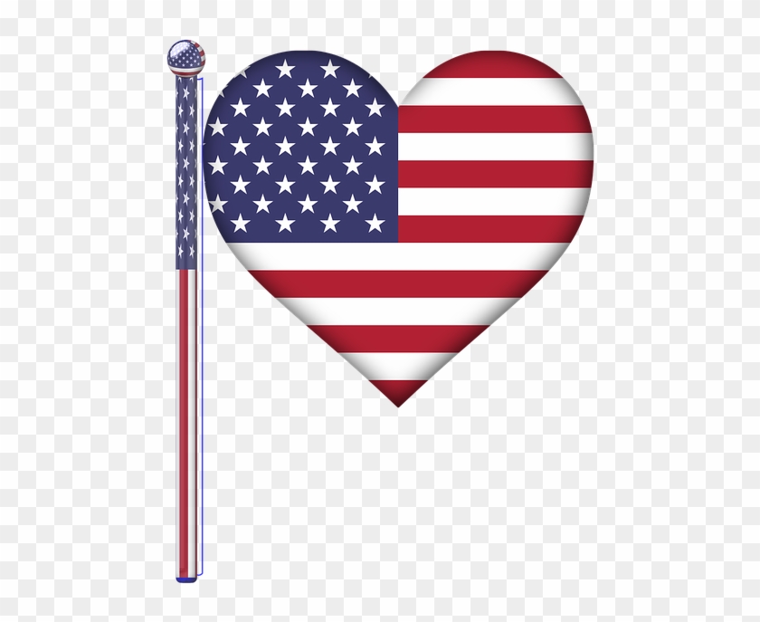 America, Heart, Flag, Usa, 3d, Art, Flag Pole, Glossy - Heart With American Flag #345908