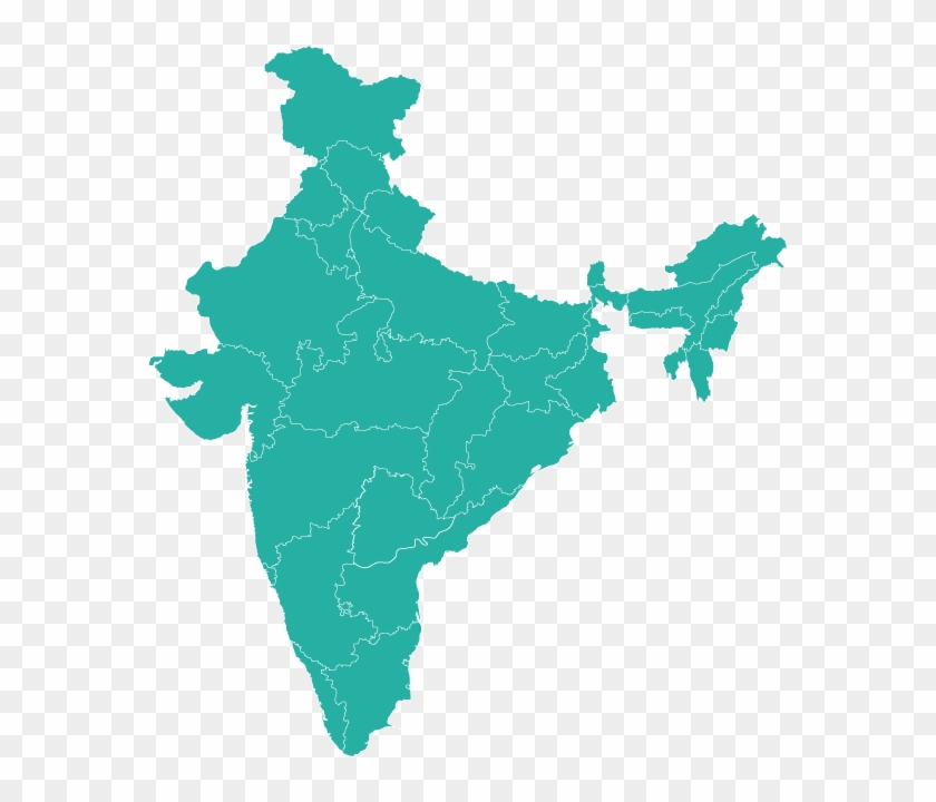 India Political Map - India Geography Vector Black #346008