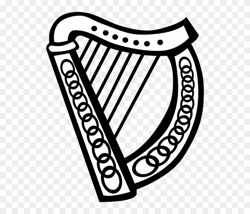 Music, Celtic, Simple, Outline, Symbol, Symbols, Harp - Irish Harp Clip Art #346256