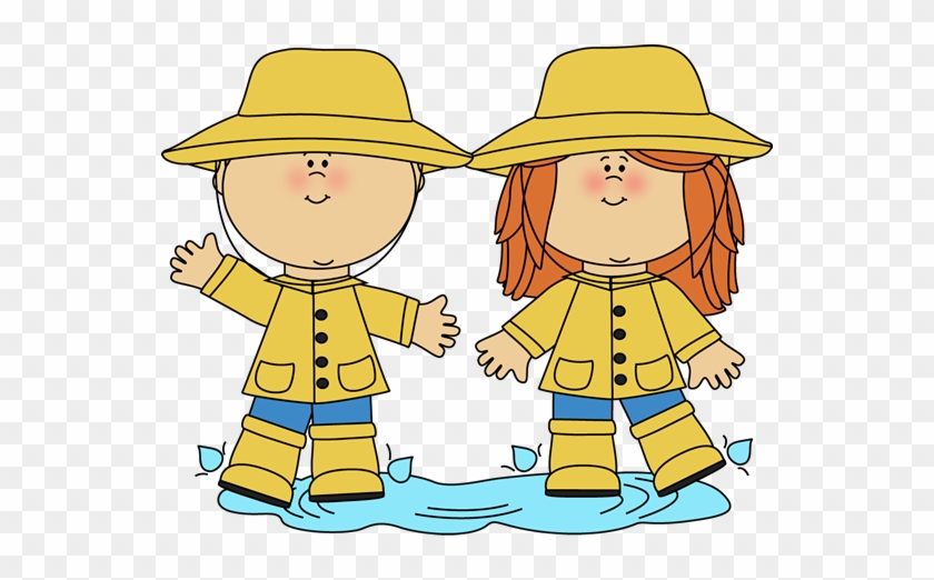 Kids In The Rain - Jump In Puddles Clipart #346324