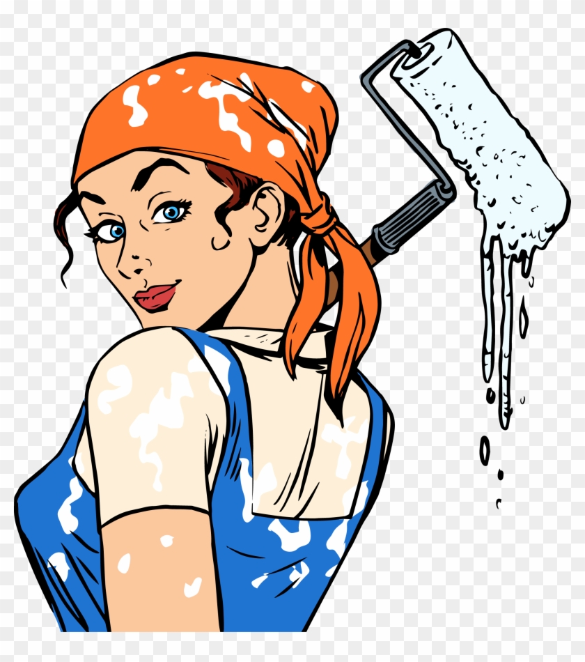 Painting House Painter And Decorator Profession Illustration - Female House Painter Clip Art #346405