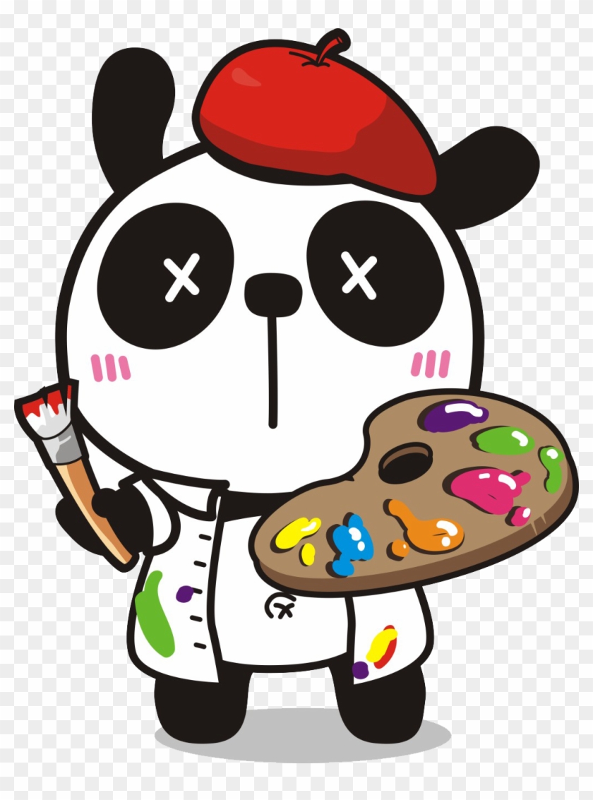 Giant Panda Painter Cartoon - Giant Panda Painter Cartoon #346590