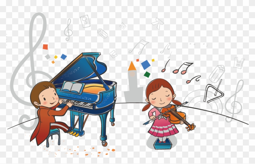 Piano Cartoon Music Child - Children Playing Music #346550