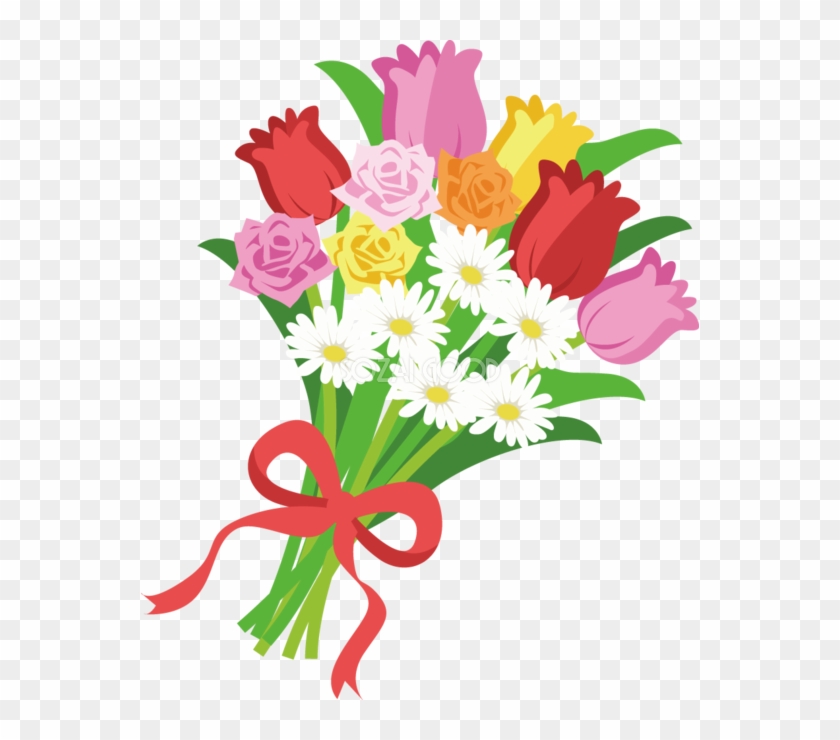 春の花々の無料イラスト - チューリップ 花束 イラスト #346828
