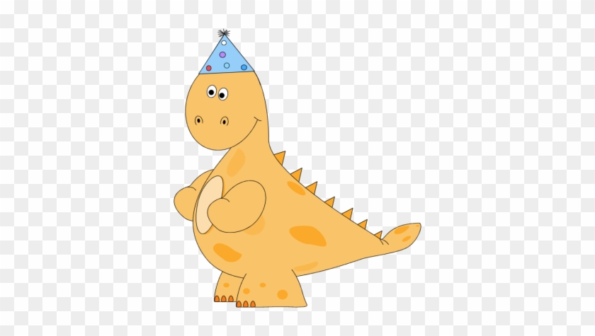 Orange Dinosaur Birthday Party Hat - Dinosaur With Party Hat #346834