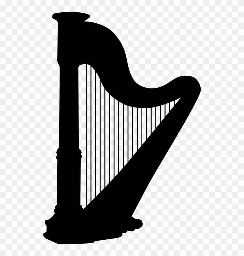 Free Eighth Note Free French Horn Free Harp - Harp Silhouette #346848