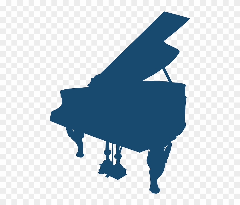 Grand Piano, Instrument, Music, Silhouette, Blue - Piano Graphic Design #346850