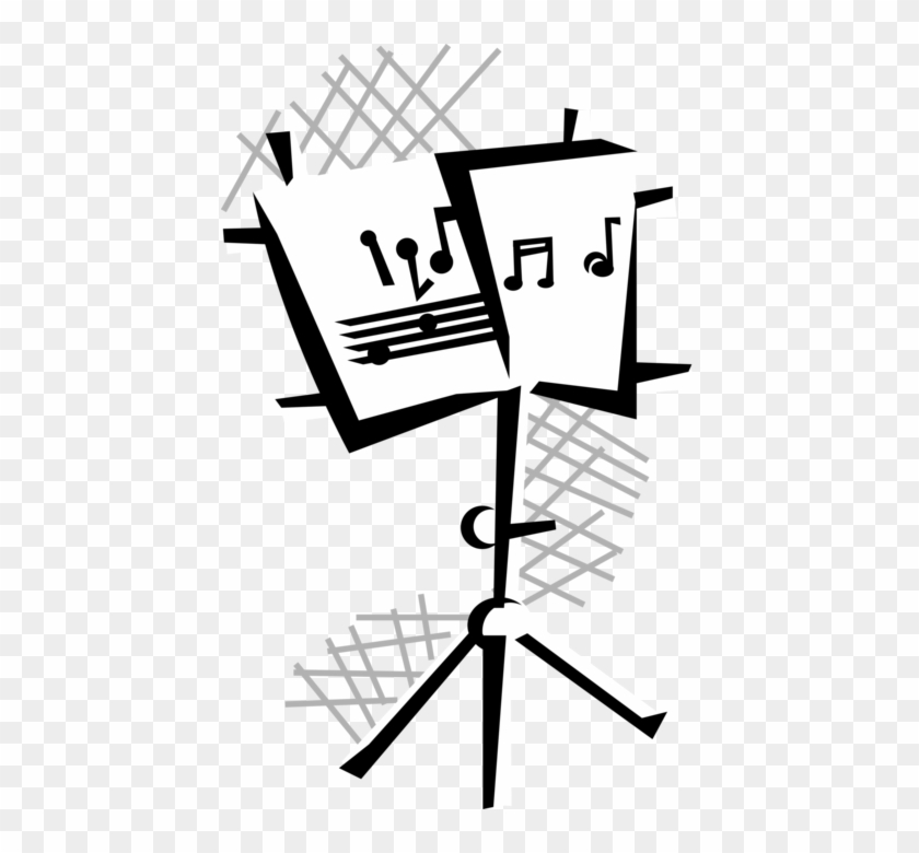 Vector Illustration Of Musician's Music Stand Holds - Music Stand Clip Art #346872