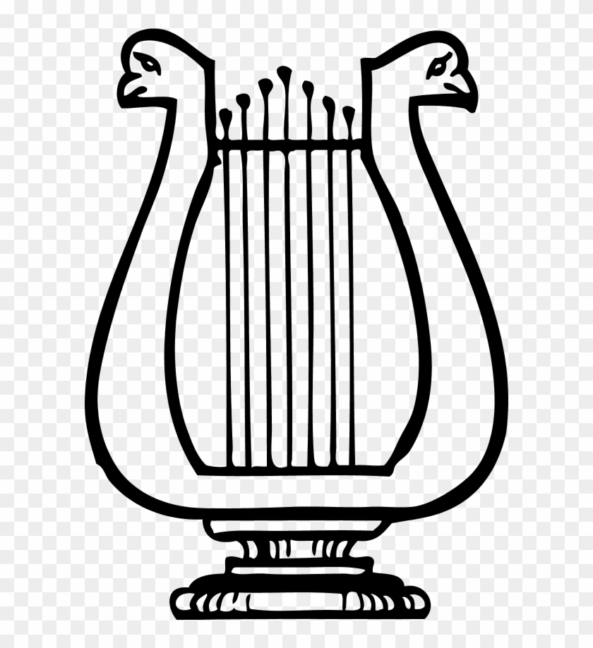 Lyre Musical Tool - String Instruments Clipart Black And White