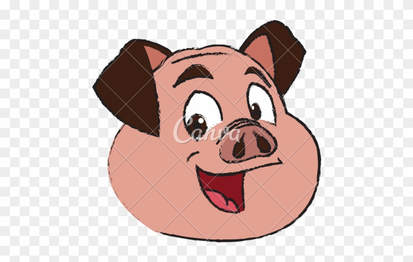 Cute Pig Face Cartoon - Pig #347188