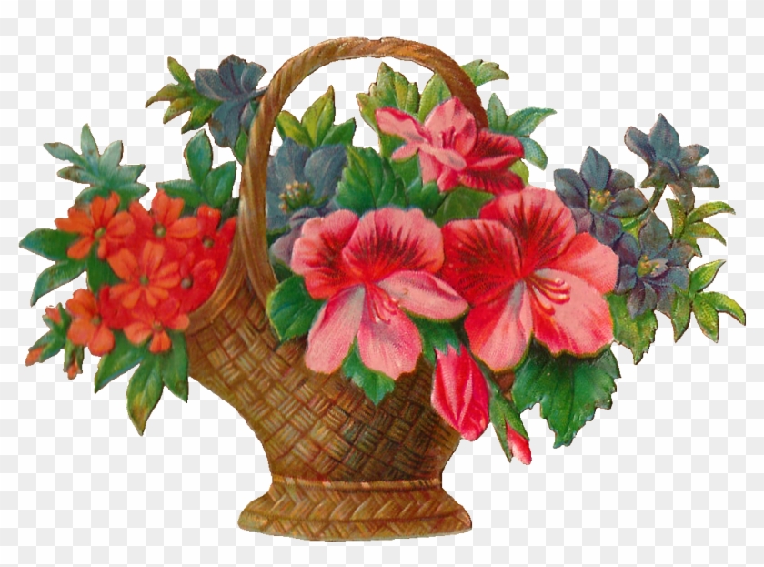 Elegant Flower Basket Clip Art Medium Size - Victorian Flower Basket #347193